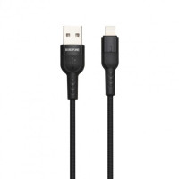 Кабель BOROFONE BU17 USB to iP, 2.4A, 1.2m, nylon, aluminum connectors, light indicator, Black