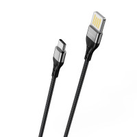 Кабель BOROFONE BU11 USB to Type-C 2.4A, 1.2m, nylon, aluminum connectors, double-sided USB, Black