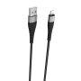 Кабель BOROFONE BX32 USB to iP 2.4A, 1m, nylon, aluminum+TPE connectors, Black