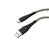 Кабель BOROFONE BX25 Powerful USB to Micro 2.4A,1m, nylon, TPE connectors, Black