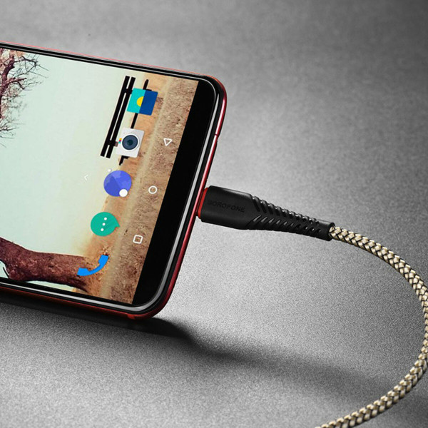 Кабель BOROFONE BX25 Powerful USB to Type-C 3A,1m, nylon, TPE connectors, Black