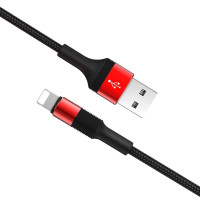 Кабель BOROFONE BX21 USB to iP 2.4A, 1m, nylon, aluminum connectors, Red