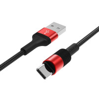 Кабель BOROFONE BX21 USB to Type-C 3A, 1m, nylon, aluminum connectors, Red
