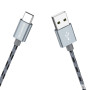 Кабель BOROFONE BX24 USB to Type-C 3A, 1m, nylon, aluminum connectors, Metal Gray