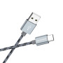 Кабель BOROFONE BX24 USB to Type-C 3A, 1m, nylon, aluminum connectors, Metal Gray