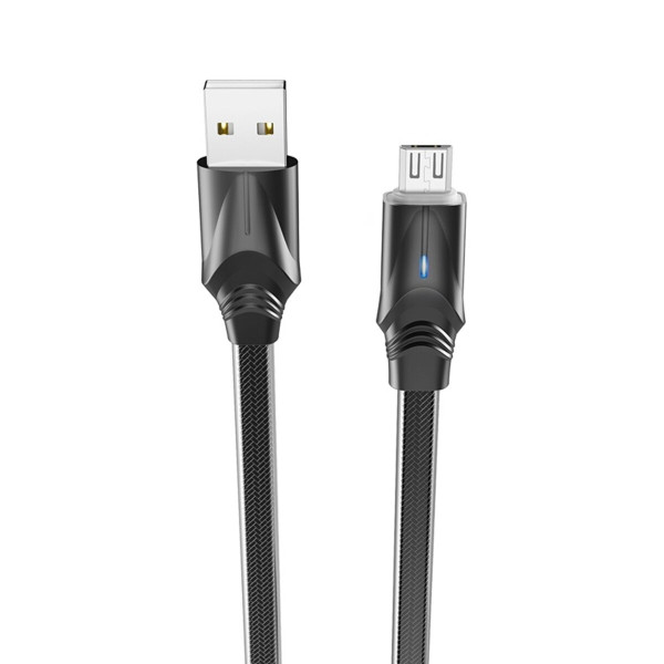 Кабель BOROFONE BU12 USB to Micro, 2.4A, 1.2m, silicone, zinc connectors, light indicator, Black