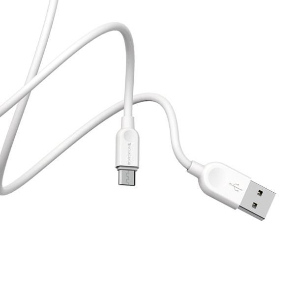 Кабель BOROFONE BX14 USB to Micro 2.4A, 3m, PVC, TPE connectors, White