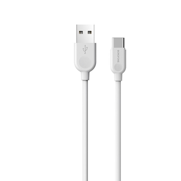 Кабель BOROFONE BX14 USB to Type-C 2.4A, 3m, PVC, TPE connectors, White