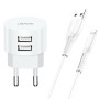 МЗП Usams Travel Charging Set Send-Tu Series (T20 Dual USB Round Charger+U35  lightning cable) White