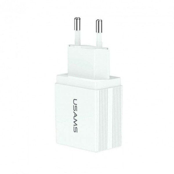 Мережевий зарядний пристрій Usams US-CC090 T24 2.1A Dual USB Travel Charger (EU) White