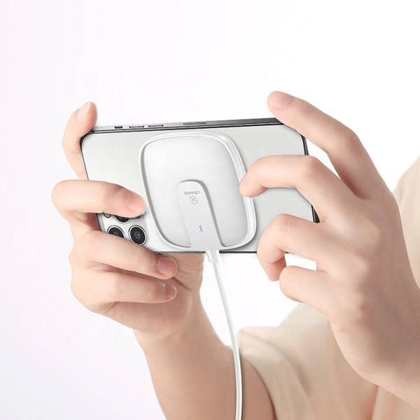 БЗП Usams US-CD153 Ultra-thin Magnetic Fast Wireless Charger With Cable White