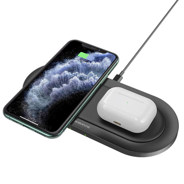 Бездротовий зарядний пристрій BOROFONE BQ7 Prominent dual 10W wireless fast charger Black