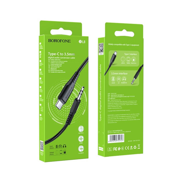 Аудiо-кабель BOROFONE BL8 Type-C digital audio conversion cable Black