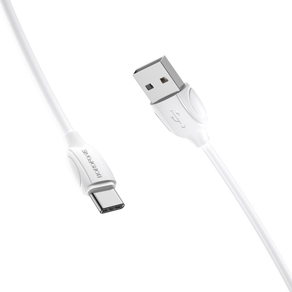 Кабель BOROFONE BX19 USB to Type-C 2.4A, 1m, PVC, TPE connectors, White