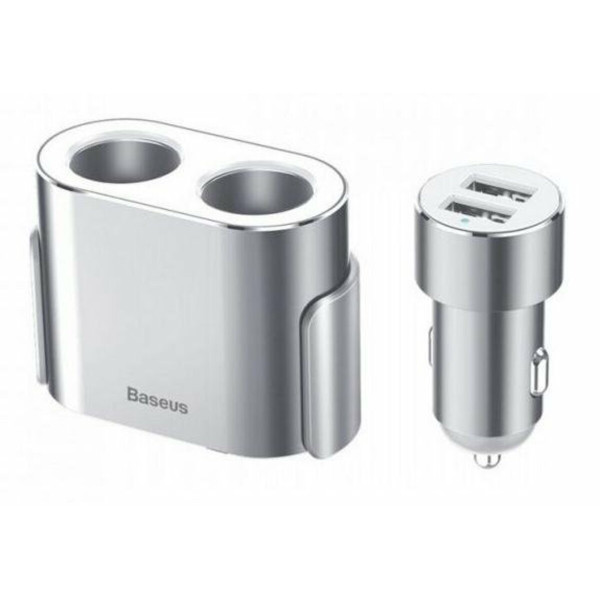 Автомобільний зарядний пристрій Baseus High Efficiency One to Two Cigarette Lighter Silver