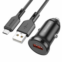Автомобільний зарядний пристрій BOROFONE BZ18 single port QC3.0 car charger set(Micro) Black
