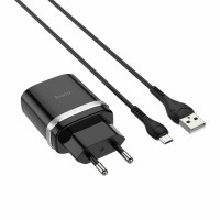 Мережевий зарядний пристрій HOCO C12Q Smart QC3.0 charger set(Micro) Black