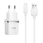 Мережевий зарядний пристрій HOCO C12 Smart dual USB (Micro cable)charger set White