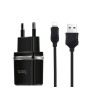 Мережевий зарядний пристрій HOCO C12 Smart dual USB (iP cable)charger set Black