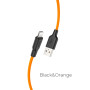 Кабель HOCO X21 Plus Silicone charging cable for iP Black+Orange
