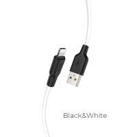 Кабель HOCO X21 Plus Silicone charging cable for iP Black+White