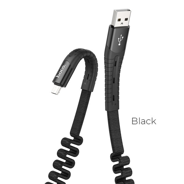 Кабель HOCO U78 Cotton treasure elastic charging data cable for Micro Black