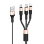 Кабель HOCO X26 Xpress one pull three charging cable iP+Micro+Type-C Black+Gold