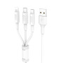 Кабель HOCO X25 Soarer one pull three charging cable iP+Micro+Type-C White