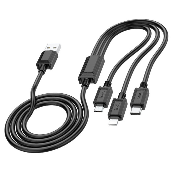 Кабель HOCO X74 3-in-1 charging cable(iP+Micro+Type-C) Black