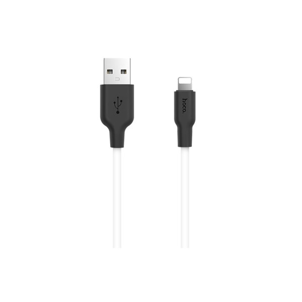 Кабель HOCO X21 Silicone iP charging cable Black+White