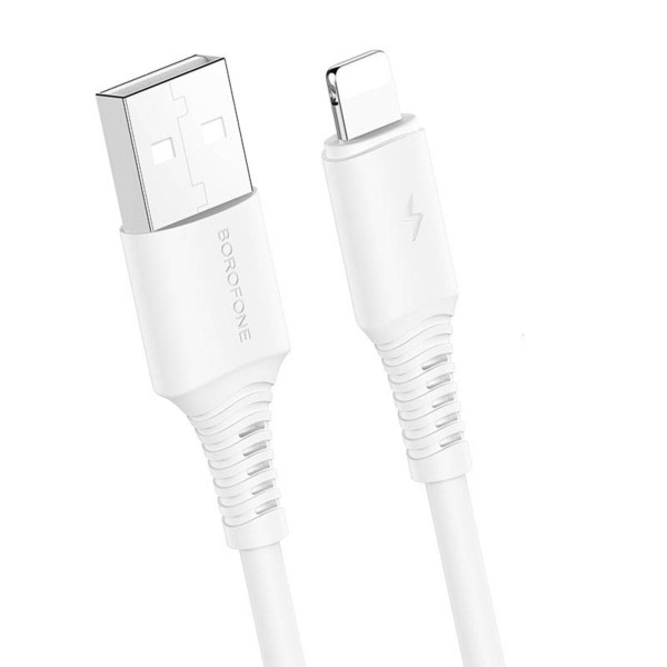Кабель BOROFONE BX47 USB to iP 2.4A, 1m, PVC, PVC connectors, White
