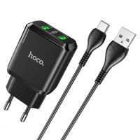 Мережевий зарядний пристрій HOCO N6 Charmer dual port QC3.0 charger set(Type-C) Black