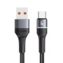 Кабель Usams US-SJ536 U76 Type-C 6A Fast Charging & Data Cable With Colorful Light 1.2m Black