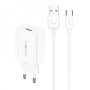 МЗП Usams T48 Travel Charger Kit 18W (T22 Single USB QC3.0 Charger EU+Uturn Type-C Cable 1M) White
