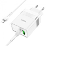 Мережевий зарядний пристрій HOCO N21 Extension speed PD30W+QC3.0 charger set(C to iP) White