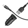 Автомобільний зарядний пристрій HOCO Z39 Farsighted dual port QC3.0 Car charger set(iP) Black
