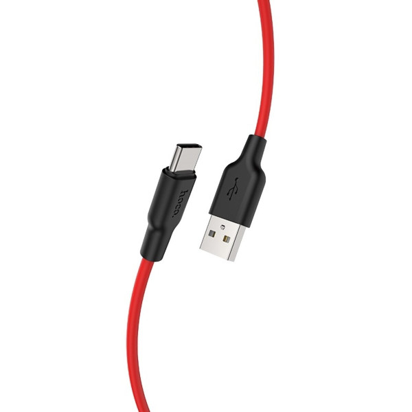 Кабель HOCO X21 Plus USB to Type-C 3A, 2m, silicone, silicone connectors, Black+Red