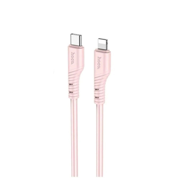 Кабель HOCO X97 Crystal color PD silicone charging data cable iP light pink