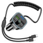 АЗП з FM-модулятором BOROFONE BC45 Prestige QC3.0 2-in-1 car BT FM transmitter with cable Black