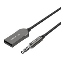 Адаптер Vention USB Car Bluetooth5.0 Audio Receiver With Coiled Cable 1.5M Gray Zinc Alloy Type (NAGHG)