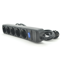 Мережевий подовжувач MERLION B530, 220В 10А,  5 розеток, 3,0 м, переріз 3х0,75мм, чорний Q50