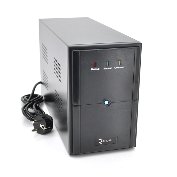 ДБЖ Ritar E-RTM1200 (720W) ELF-L, LED, AVR, 3st, 3xSCHUKO socket, 2x12V7Ah, metal Case  Q2 (405*195*285)  10.2 кг (340*120*190)