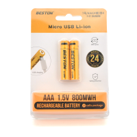 Акумулятор Li-Ion Beston 1,5V 2XAAA USB-Micro, 800mWh, Rechargeable, 500-600mAh