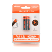 Акумулятор Li-Ion Beston 2XAAA 1,5V USB-Micro, 1000mWh, Rechargeable, 600-700mAh