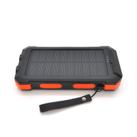 Power bank 20000 mAh Solar, (5V / 200mA), 2xUSB, 5V / 1A / 2,1A, USB <-> microUSB/Type-C, ударо захищений прогумований корпус, Orange, Corton BOX
