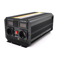 Інвертор напруги POWERMASTER-PWR2000 (1200Вт), 12/220V, approximated, 1 універсальна розетка, клем + крокодили, Box