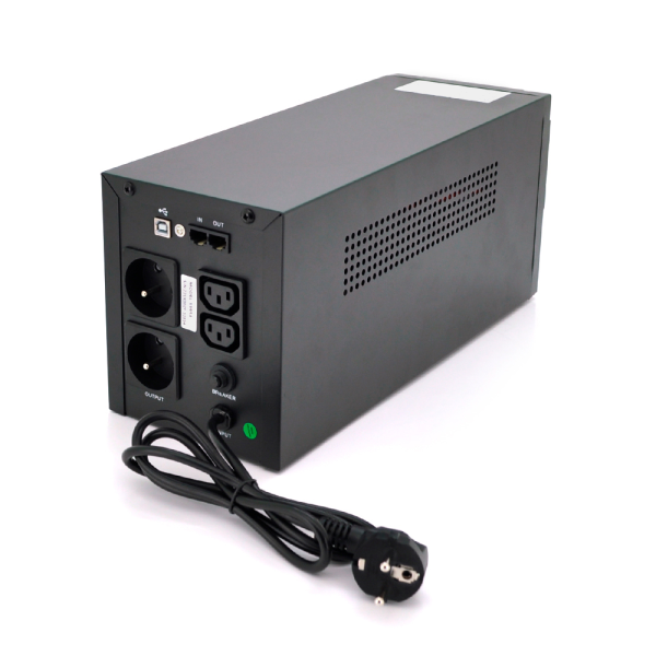 ДБЖ Qoltec QLT1200 (720W) LСD, AVR, 3st, 2xSCHUKO socket, 2x12V7.5Ah, metal Case