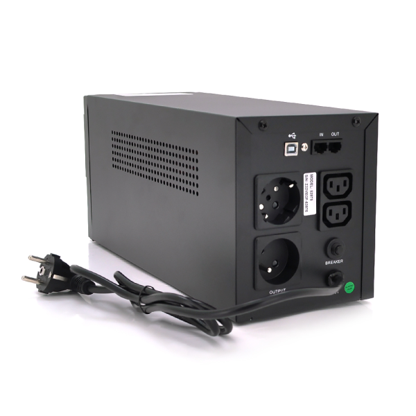 ДБЖ Qoltec QLT2000 (1200W) LED, AVR, 3st, 2xSCHUKO socket, 2x12V9Ah, metal Case Q1