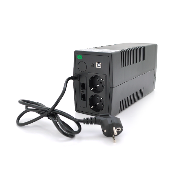 ДБЖ Qoltec QLT1000 (600W) LED, AVR, RJ45, 3st, 2xSCHUKO socket, 1x12V7Ah, metal Case Q2
