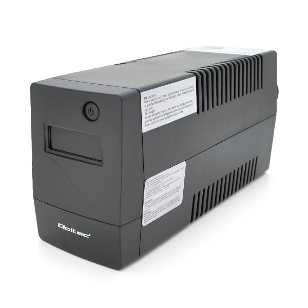 ДБЖ Qoltec QLT1000 (600W) LED, AVR, RJ45, 3st, 2xSCHUKO socket, 1x12V7Ah, metal Case Q2